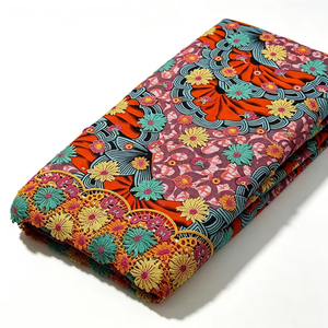 Tissu africain imprimé wax avec broderie florale 3D, matière en dentelle Ankara pour la confection de vêtements féminins - Product Image 4