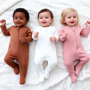 Overol de Bebé de Manga Larga de Algodón Orgánico CPC, Tejido de Panal, Traje de Gateo con Cremallera para Recién <span class=keywords><strong>Nacido</strong></span> - Product Image 1