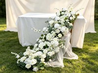 Guirlande de fleurs artificielles en soie d'eucalyptus blanc et vert de 2 m de long, directement de l'usine, pour cérémonie de mariage, allée, table, centre de table