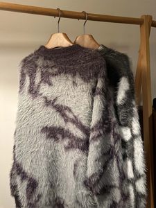 Custom <b>Tie</b> <b>Dye</b> Faux Mohair Crew Neck Sweater Unisex Oversized Fuzzy Knitted Pullover Streetwear Knit Jumper - Product Image 4