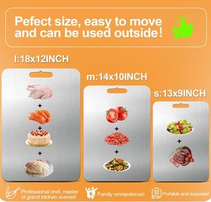 مجموعة ألواح تقطيع للمطبخ من التيتانيوم النقي 100٪ درجة GR1 مكونة من 3 أحجام (13×9، 14×10، 18×12 بوصة) صالحة للطعام سهلة التنظيف ومقاومة للروائح - Product Image 6