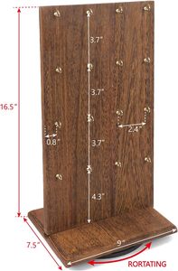 Présentoir à bijoux rotatif à 360° en <span class=keywords><strong>bois</strong></span>, support pivotant pour boucles d'oreilles avec crochets, tour d'organisation rustique pour colliers et bracelets à poser sur table - Product Image 6