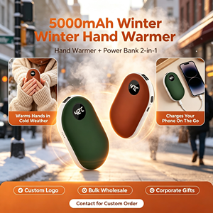 Chauffe-mains Powerbank rechargeable personnalisable de 5000 mAh pour femmes, idéal comme cadeau de Noël en hiver et pour la recharge de téléphone – Vente en gros - Product Image 3