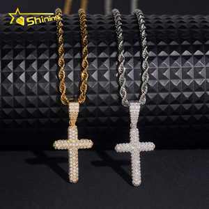 Bijoux Hip Hop Pendentif en argent 925 Charms Pass Diamond Tester Pendentif croix Moissanite entièrement glacé - Product Image 6