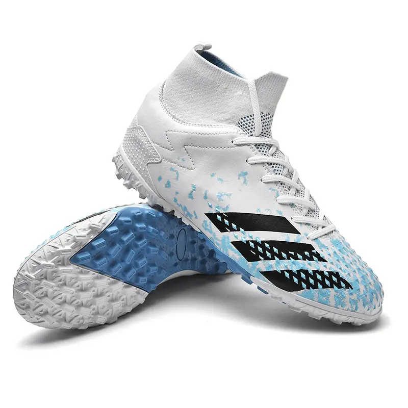 Student White and Blue Free Combination Football Shoes Factory Custom Original Design OEM Custom Soccer Football Sports Shoes
