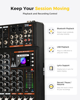 Table de mixage audio 8 canaux XTUGA LUX80 à prix d'usine, console de sonorisation avec écran couleur et affichage des paroles |   Console de mixage DJ avec effets DSP