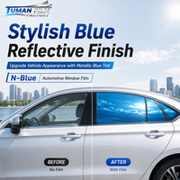 Film de protection pour vitres de voiture Tuman, bleu réfléchissant, pour améliorer l'apparence du véhicule, finition métallique, film teinté pour vitres de voiture, en stock