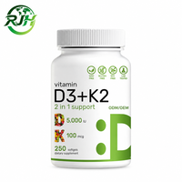Gélules de Vitamine D3 5000 UI + K2 100 mcg OEM ODM, Sans OGM, Sans Gluten, Testées en Laboratoire, Complément Alimentaire en Vrac, Marque Privée