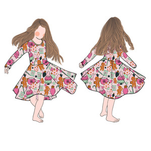 Cd-5-3 3-7 Días para Personalización Rápida de Vestidos Estampados para Niñas con Manga Larga, Vestido de Algodón para Bebés y Niñas Pequeñas - Product Image 5