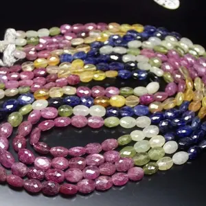 Perle di pietre preziose ovali sfaccettate Multi zaffiro di riempimento di vetro naturali a prezzo all'ingrosso dal produttore indiano all'ingrosso