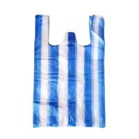 Blauw-witte HDPE wegwerp plastic boodschappentassen met aangepast logo voor supermarkten, 100 stuks, rechtstreeks gekocht van Chinese fabriek