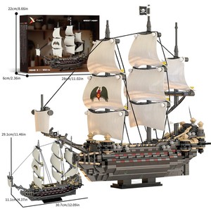 1055 pièces en gros bateau médiéval affichage bloc de construction brique Architecture Miniature aventure bateau pirate bloc de construction ensemble - Product Image 1