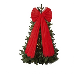 Fiocco Rosso Extra-Large con <span class=keywords><strong>Glitter</strong></span> e Nastro Lungo per Albero di Natale, Decorazione per Finestre Festive, Ciondolo per Decorazioni Natalizie - Product Image 1