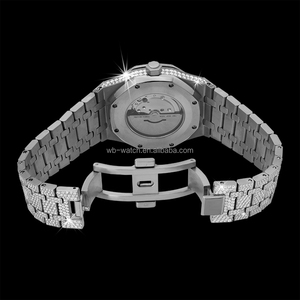 Montre de luxe hip-hop OEM, mécanique automatique, cristal saphir, mouvement japonais, 42 mm, entièrement sertie de diamants moissanite, plongeur, 50 bars d'étanchéité - Product Image 5