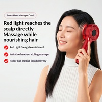 Masseur électrique du cuir chevelu avec applicateur d'huile, 5 vitesses, massage du cuir chevelu par pétrissage et thérapie par lumière bleue et rouge pour une croissance rapide des cheveux