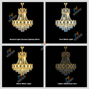 Lámpara de Techo Colgante <span class=keywords><strong>LED</strong></span> de Cristal de Lujo Grande con 3 Colores Atenuables para Hotel o Villa - Product Image 3