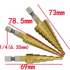 PMS 6 pièces jeu de forets Punte Per Trapano 50 tailles de pas totales jeu de forets étagés revêtus de titane pour métal et bois - Product Image 4