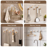 Crochets muraux hexagonaux autocollants, imperméables, sans perçage, pour salle de bain, cuisine, porte, rangement domestique