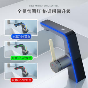 Robinet de lavabo Morning Dew à poignée unique, valve en céramique, cascade, contrôle double chaud et froid - Product Image 3