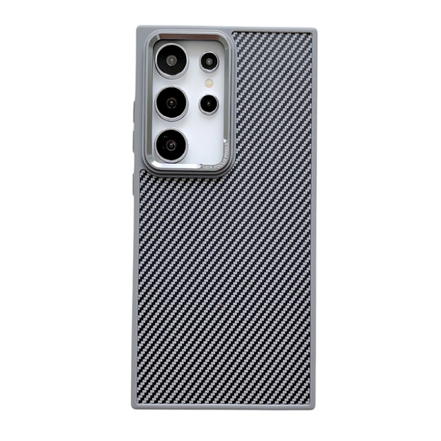 Fashion Carbon Fiber Texture Design Mobile Phone Case for Samsung S24 Ultra S24 Magnetic Wireless Charging PC Back Shell Cover