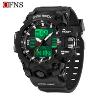 OFNS jam tangan Digital ganda pria, arloji olahraga tahan air dengan Stopwatch Quartz 6126