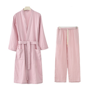 Peignoir en coton moelleux unisexe, vêtements de nuit luxueux et confortables avec pantalon assorti, personnalisable - Product Image 4
