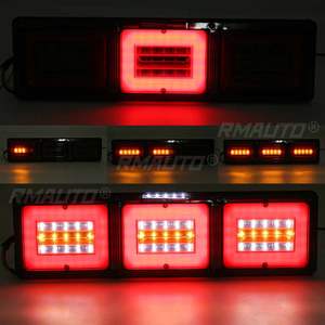 2 pièces Feux arrière LED dynamiques 24V pour voiture, camion, caravane, remorque, bateau, camionnette - Feu stop, clignotant stroboscopique - Product Image 2