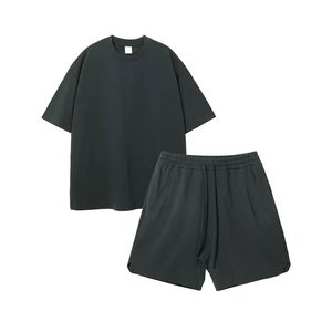 T-shirt personalizzata da uomo oversize tinta unita Shorts manica t-shirt da uomo sottile estate due pezzi <span class=keywords><strong>Set</strong></span> di <span class=keywords><strong>abbigliamento</strong></span> - Product Image 2