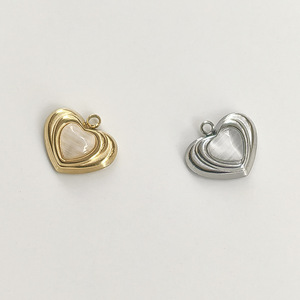 Pendentifs Cœur en Acier Inoxydable Or et Argent avec Incrustation Œil de Chat Sertie en Bezel pour Fabrication de Bijoux DIY, Accessoire Cadeau Unisexe - Product Image 4