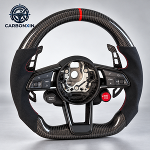Volante de Cuero Perforado de Fibra de Carbono de Alta Calidad para Audi A3 A4 A5 A6L A8 Q3 Q4 Q5 Q5 Q7 Q8 TT B9 - Product Image 3