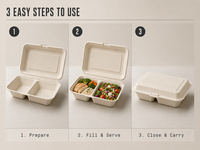 Boîte alimentaire écologique jetable en bagasse de canne à sucre 32 oz, compatible micro-ondes, sans PFAS, avec couvercle à charnière, pour la restauration et les plats à emporter