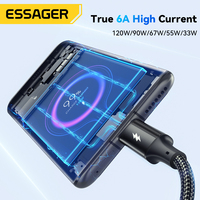 ESSAGER ES-X45 Tressé 1M 2M Usb a à C 6A 120W Données Type C Câble de Charge Super Rapide pour Xiaomi Redmi