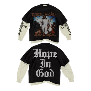 เสื้อยืดแขนยาวทรงหลวมสไตล์สปอร์ต พิมพ์ลายคุณภาพสูง ผ้าทอเนื้อแน่น สำหรับผู้ชาย ผ้าฝ้ายผสมสแปนเด็กซ์ สองชั้น แห้งเร็ว - Product Image 5