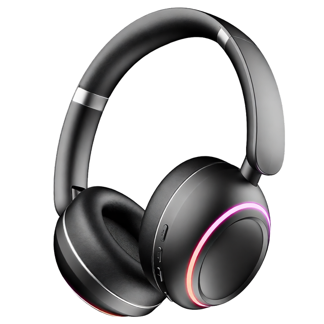 Wireless Over-Ear Gaming Headphones with Heavy Bass Foldable Design RGB LEDs ENC Noise Cancellation PS4 Compatible 40mm Drivers