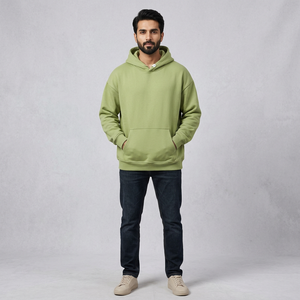 Sweat à capuche noir de haute qualité pour homme, personnalisé, pull-over décontracté, surdimensionné, épaules tombantes, manches longues, motif uni - Product Image 1