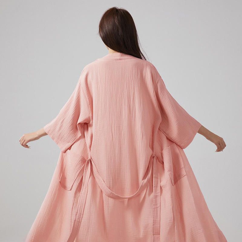 Women Lightweight Loose Fit Cotton Kimono Robe Soft Breathable Spa Long ...