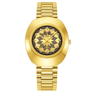 นาฬิกาวินเทจคู่รัก ประดับเพชรเทียม หน้าปัดทรงกลม ตัวเรือนโลหะผสม กันน้ำ สำหรับผู้หญิง นาฬิกาทองหรูหรา ของขวัญสำหรับผู้ชาย - Product Image 2