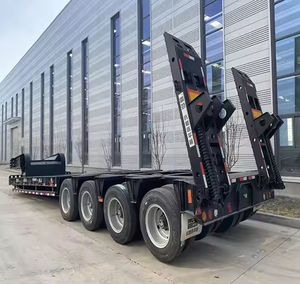 White large Heavy-Duty Articulated Low-<b>Bed</b> Semi-Trailer Commercial <b>Truck</b> Trailers Product - Product Image 6