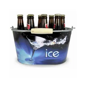 Custom Print Club Metal Cooler Stand Sustainable Champagne Ice Bucket Square Tin Ice Bucket For Sale