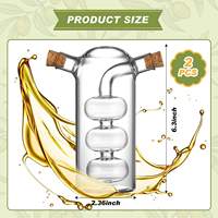 Set Wadah Dapur 2-in-1 350ml Botol Cruet Kaca Borosilikat Transparan Dispenser Minyak Zaitun Cuka Pot Gelembung Makanan