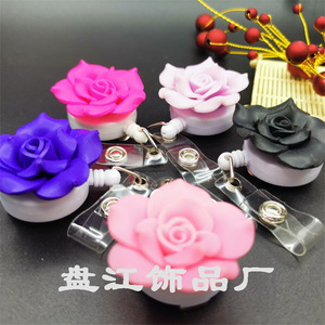 <b>Light</b> clay rose <b>pull</b> tab, flower hiking keychain, polymer clay rose <b>pull</b> tab nurse name tag - Product Image 2