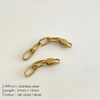 Chaîne d'extension EMANCO en acier inoxydable style minimaliste, maillons géométriques trombone, fermoir mousqueton, accessoire pour collier