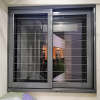 Système de fenêtre coulissante en aluminium à rupture de pont thermique personnalisé avec barres de sécurité, verre isolant et glissière horizontale pour maison moderne