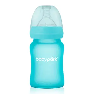 ग्लास बच्चे नर्सिंग स्तन खिला बोतल तापमान संवेदन 260ml नवजात सिलिकॉन दूध की बोतल