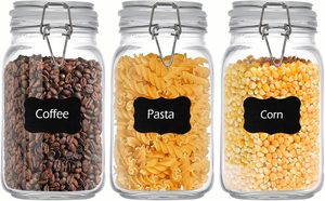 HYRI-ComSaf Lot de 3 grands bocaux en verre hermétiques de 78 oz avec couvercle à fermeture à ressort pour le stockage en vrac des aliments, récipients de garde-manger à large ouverture - Product Image 4