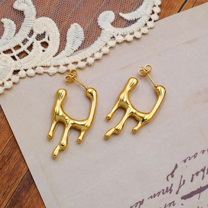 Geometric Drop Earrings Gold Stainless Steel Fashion Dangle Earrings For Women Jewelry Accessories - Product Image 1