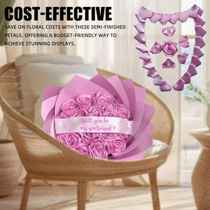 Oke bunga mawar setengah jadi awet buatan tangan DIY kelopak mawar pita <span class=keywords><strong>Satin</strong></span> abadi untuk Hari Ibu - Product Image 4