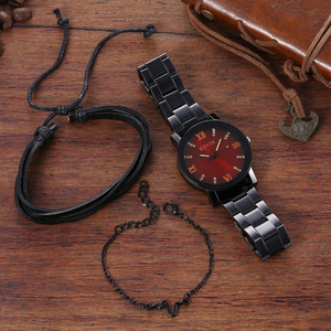 Set di braccialetti da uomo Casual di moda 3 pezzi bracciale da uomo bracciale decorativo orologio al quarzo Set regalo <span class=keywords><strong>per</strong></span> ragazzi Conjunto de reloj - Product Image 6