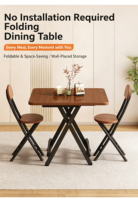 Table à manger carrée moderne, pliable, extensible, durable, en bois massif de luxe, avec pieds en métal et plateau en résine, assemblée