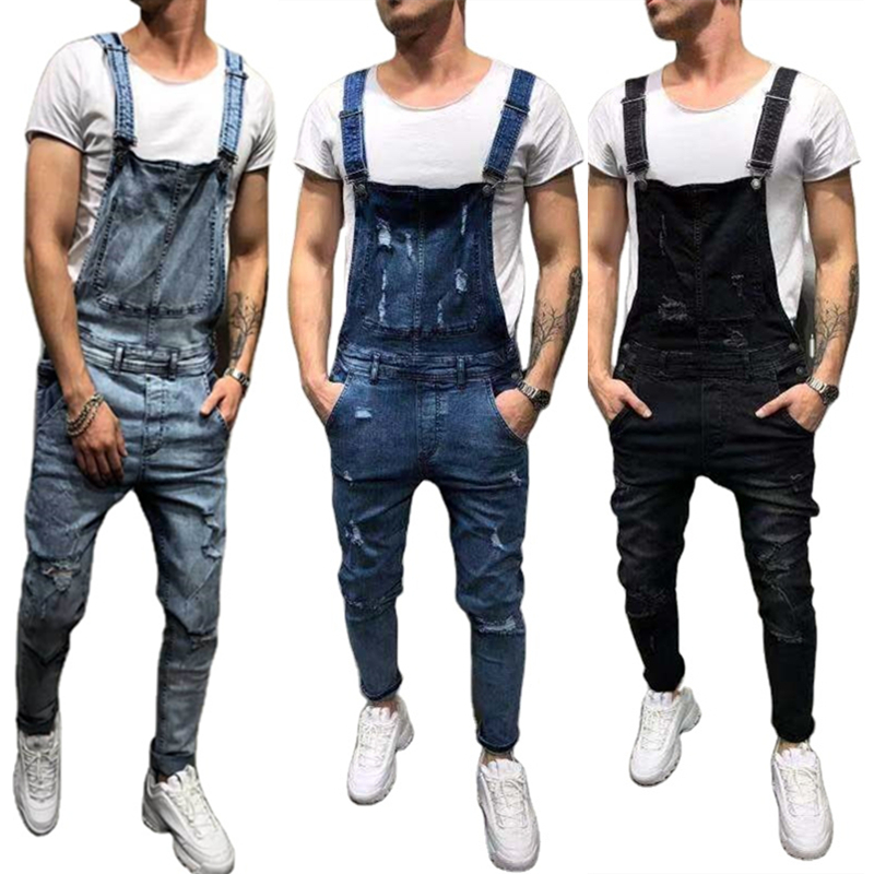 Men Stretch Skinny Ripped Biker Jeans 